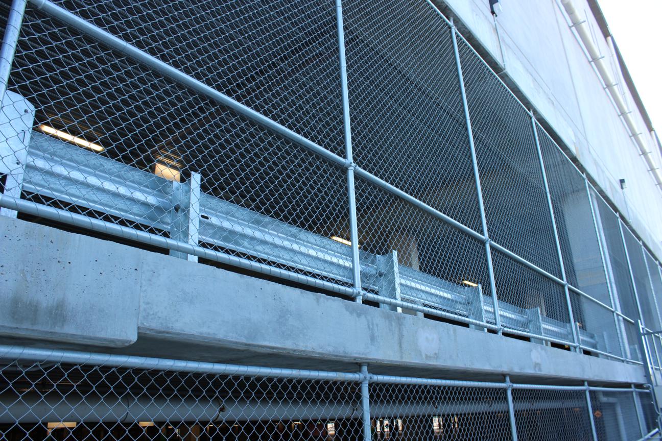 steel chain wire mesh fencing at multi-level car park
