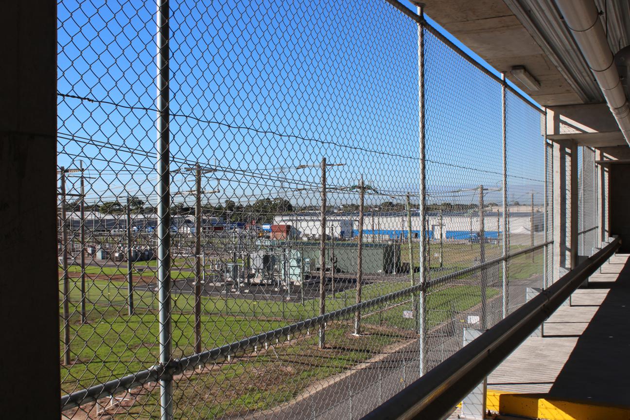 steel chain wire mesh fencing at multi-level car park